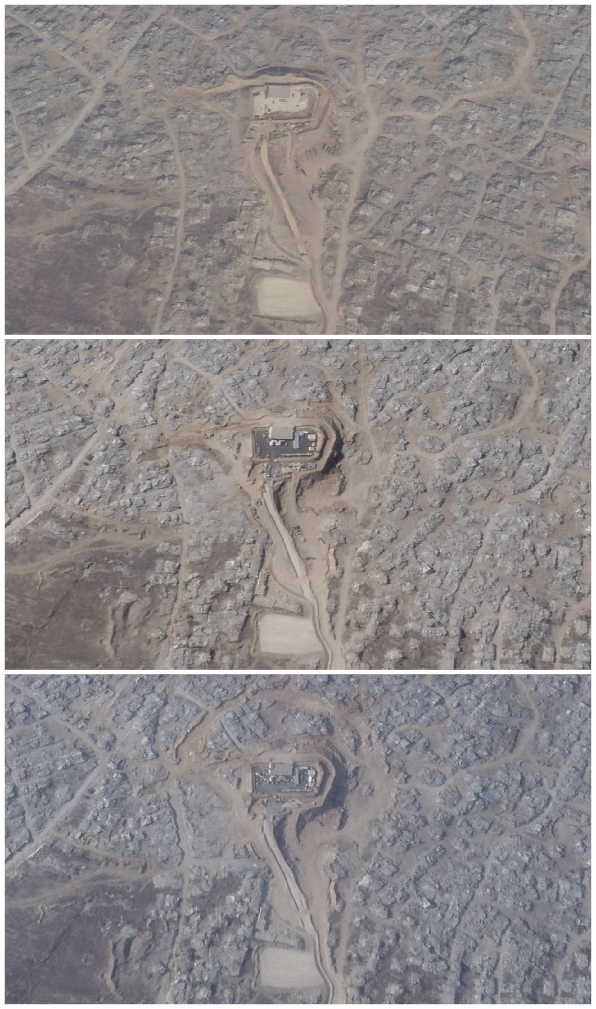 多张卫星图像显示，位于加沙城以东的以色列军事基地正在进行土方工程